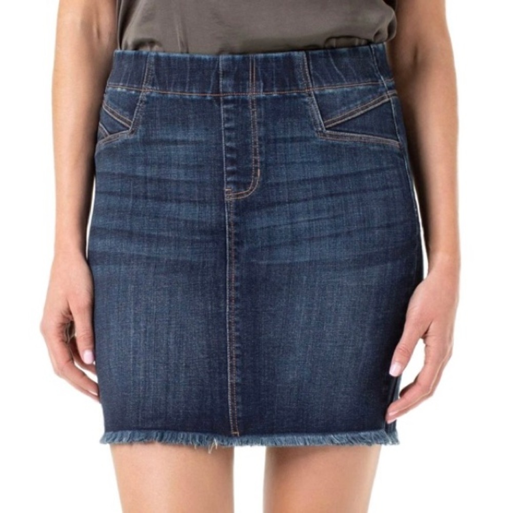 Liverpool Cat Eye Pocket Skirt Women’s Size 4 Pull On Elastic Waist Stretch Jean